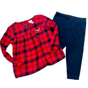 24 Months Carter’s Baby Girl Red Buffalo Plaid Long Sleeve Blouse & Leggings set